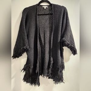American Eagle Medium Black Open Front Open Stitch Cardigan
